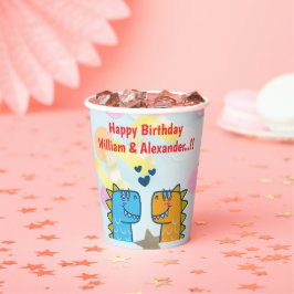 Twins Dino Roar Birthday Party Pappbecher