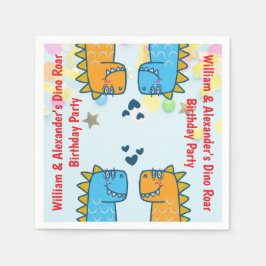 Twins Dino Roar Birthday Party Serviette