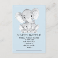 Twins Elephant Baby Showdiaper Raffle Ticket