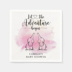 Twins Elephants Babydusche Napkins Serviette