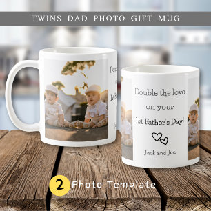 Twins Erste Vatertag 2-FotoCollage Kaffeetasse