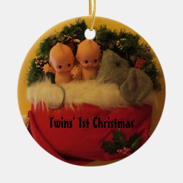 Twins erste Weihnachten Keramik Ornament (Vorne)