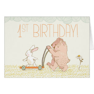 Twins Erster Geburtstag Walking Bären und Kaninche