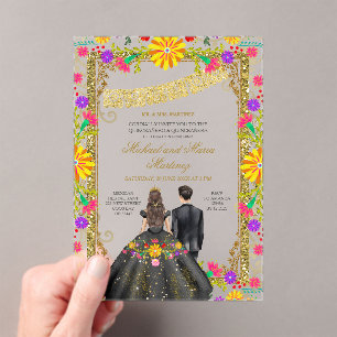 Twins farbenfrohe florale Fiesta Gold Frame Mis Qu Acryleinladungen