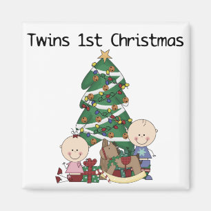 Twins First Christmas Tshirts und Geschenke Magnet