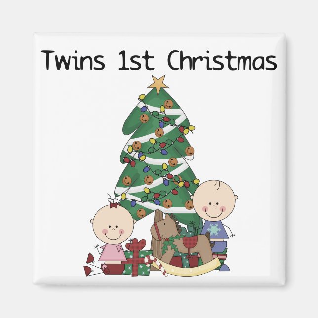 Twins First Christmas Tshirts und Geschenke Magnet (Vorne)