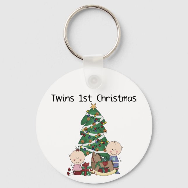 Twins First Christmas Tshirts und Geschenke Schlüsselanhänger (Vorderseite)