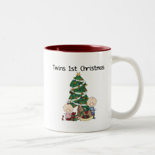 Twins First Christmas Tshirts und Geschenke Zweifarbige Tasse