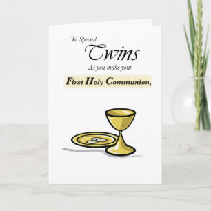 Twins First Communion Gold Chalice, Paten Karte