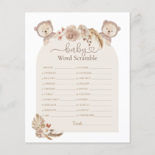 Twins gefüllt Bären Word Scramble Baby Shower Game