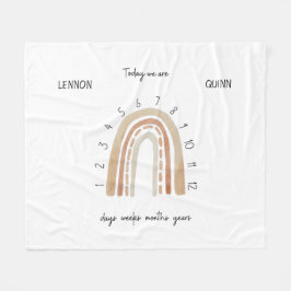 Twins Gender Neutral Watercolor Rainbow Milestone Fleecedecke