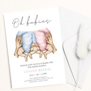 Twins Gender Reveal Aquarell Baby wird einladen Einladung