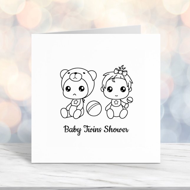 Twins Girl Bear Baby Dusche Permastempel (Von Creator hochgeladen)