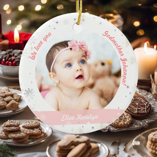 Twins Girls Fotos Godmutter First Christmas Baby Keramik Ornament