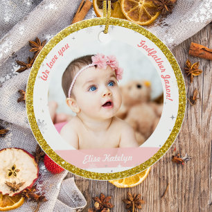 Twins Girls Fotos Godvater First Christmas Baby Keramik Ornament
