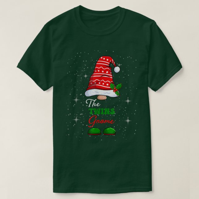 Twins Gnome Familie Matching Weihnachten Funny Paj T-Shirt (Design vorne)