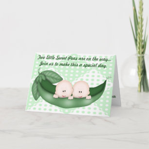 Twins Green Baby Shower Pea in a Pod Einladung