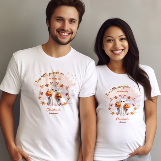 Twins Halloween Pumpkin Ghost Unisex Baby Dusche T-Shirt (Twins Halloween Pumpkin Ghost Unisex Baby Shower T-Shirt)