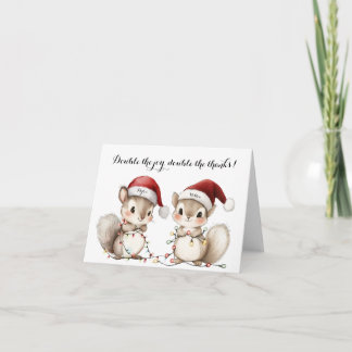 Twins Holiday Lights Baby Shower Thank You Card Dankeskarte