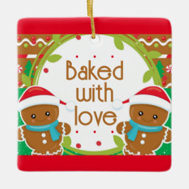 Twins Jolly Gingerbread Männer gebacken mit Liebe Keramikornament