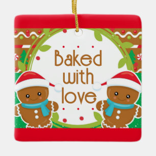 Twins Jolly Gingerbread Männer gebacken mit Liebe Keramikornament