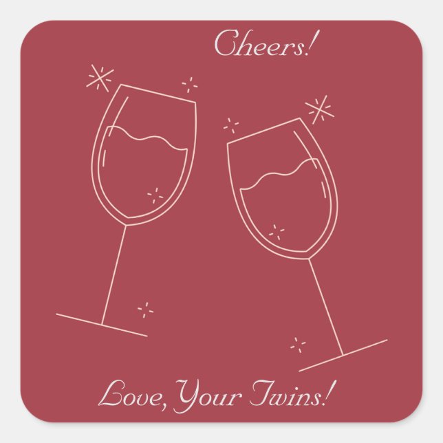 Twins jubeln ihre Mama Quadratischer Aufkleber (Vorderseite)