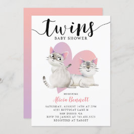 Twins Kitten Kitty Cats Baby Shower Einladung