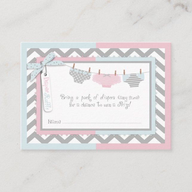 Twins Krawatte Tutu Diaper Raffle Ticket Begleitkarte (Vorderseite)
