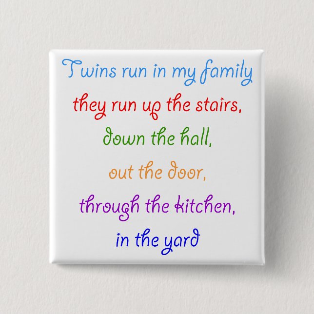 Twins laufen auf meiner Familientaste Button (Vorderseite)