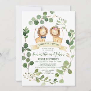 Twins Lion Cubs Birthday Invite Einladung