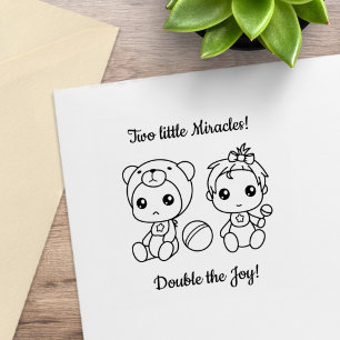 Twins Mädchen Bär Baby Shower 2 Gummistempel