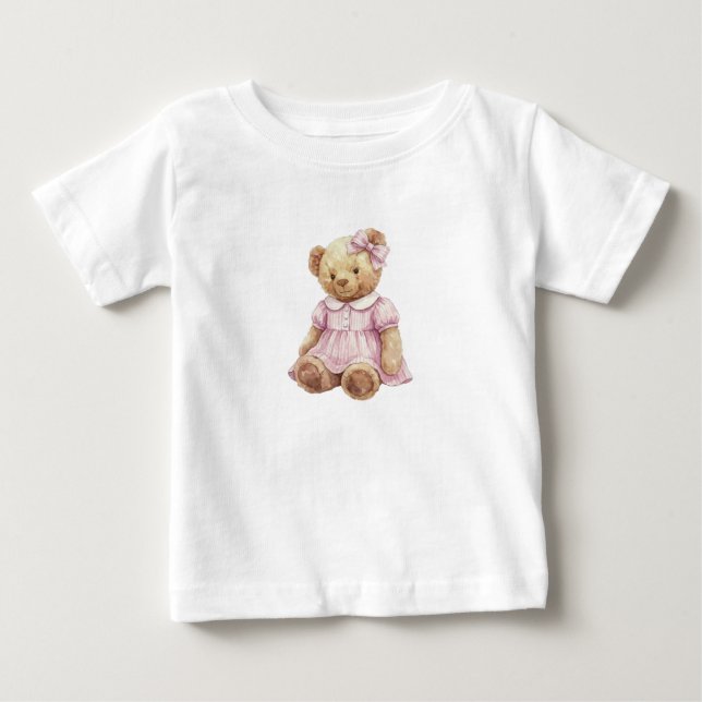 Twins Mädchen Teddybär Geburtstags T-Shirt (Vorderseite)