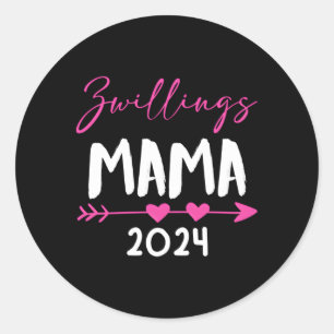 Twins Mama 2024 Mama-bis 2024 Voraussichtliche Twi Runder Aufkleber