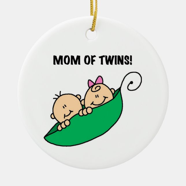 Twins Mama - Erbsen in einem Pod-Geschenk Keramikornament (Vorne)