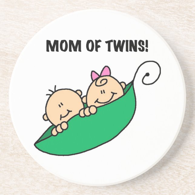 Twins Mama - Erbsen in einem Pod-Geschenk Sandstein Untersetzer (Vorne)