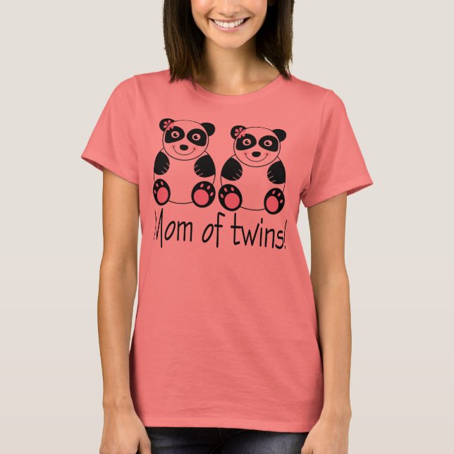 Twins Mama Panda Womens Ringer Tee Shirt (Vorderseite)
