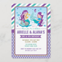 Twins Mermaid Geburtstag Einladung Schwestern Gesc