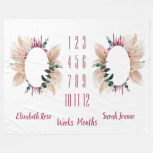 Twins Milestone Babydecke Pampas  & Eukalyptus Fleecedecke