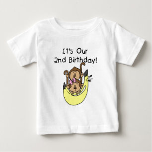 Twins Monkey Boy and Girl 2. Geburtstag Baby T-shirt