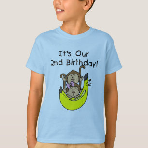 Twins Monkey Boy and Girl 2. Geburtstag T-Shirt