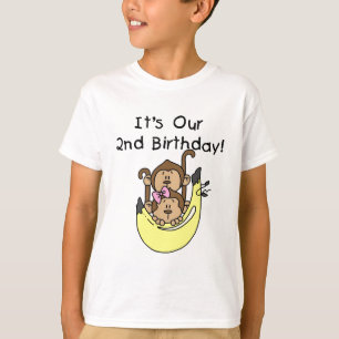 Twins Monkey Boy and Girl 2. Geburtstag T-Shirt