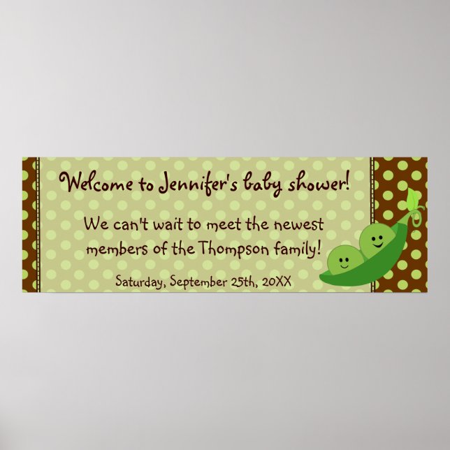 Twins Peas in einem Pod Baby Showbanner Poster (Vorne)