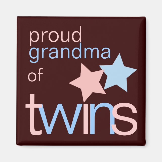 Twins Pink Blue Brown Proud Oma Magnet (Vorne)