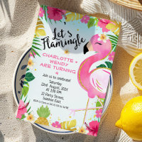 Twins Pink Let's Flamingle Flamingo Birthday