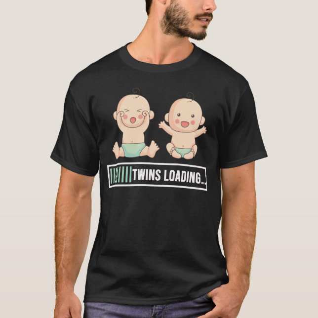 Twins Pregnancy Ankündigung T-Shirt (Vorderseite)