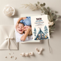 Twins Rustic One Happy Camper Geburtstag