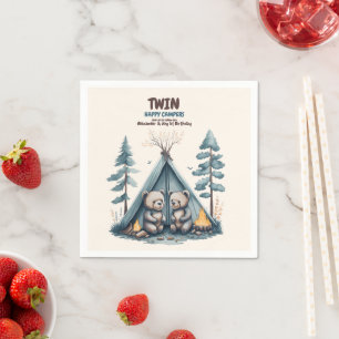 Twins Rustic One Happy Camper Geburtstag Serviette