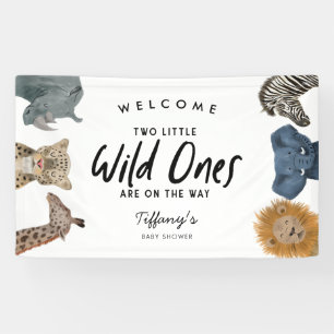 Twins Safari Animals Theme Babydusche Willkommen  Banner