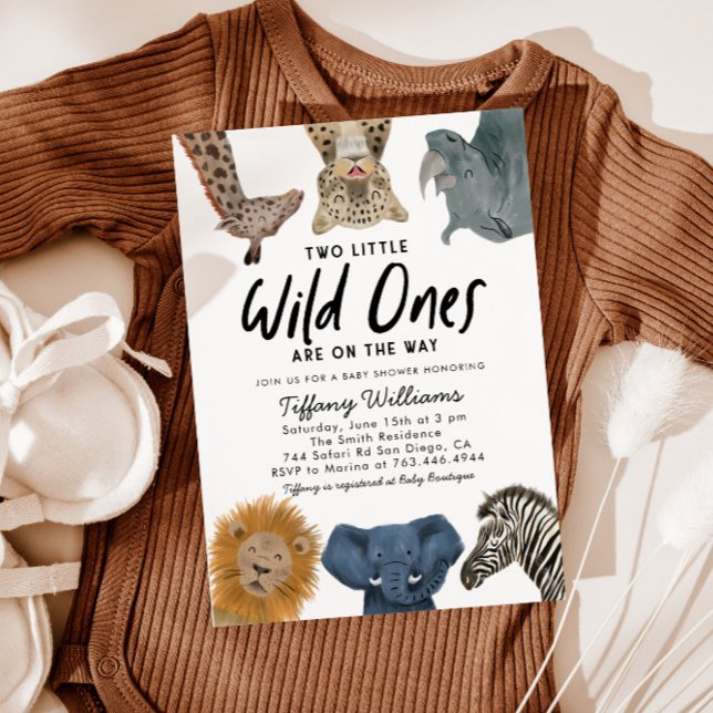 Twins Safari Baby Dusche zwei kleine wilde Tiere Einladung (Von Creator hochgeladen)