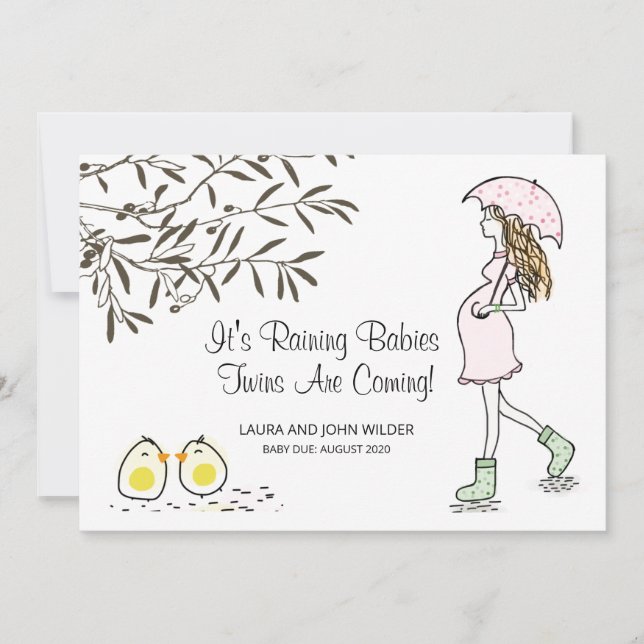 Twins Schwangerschaft Schwangere Mama mit Schirm Ankündigung (Vorderseite)